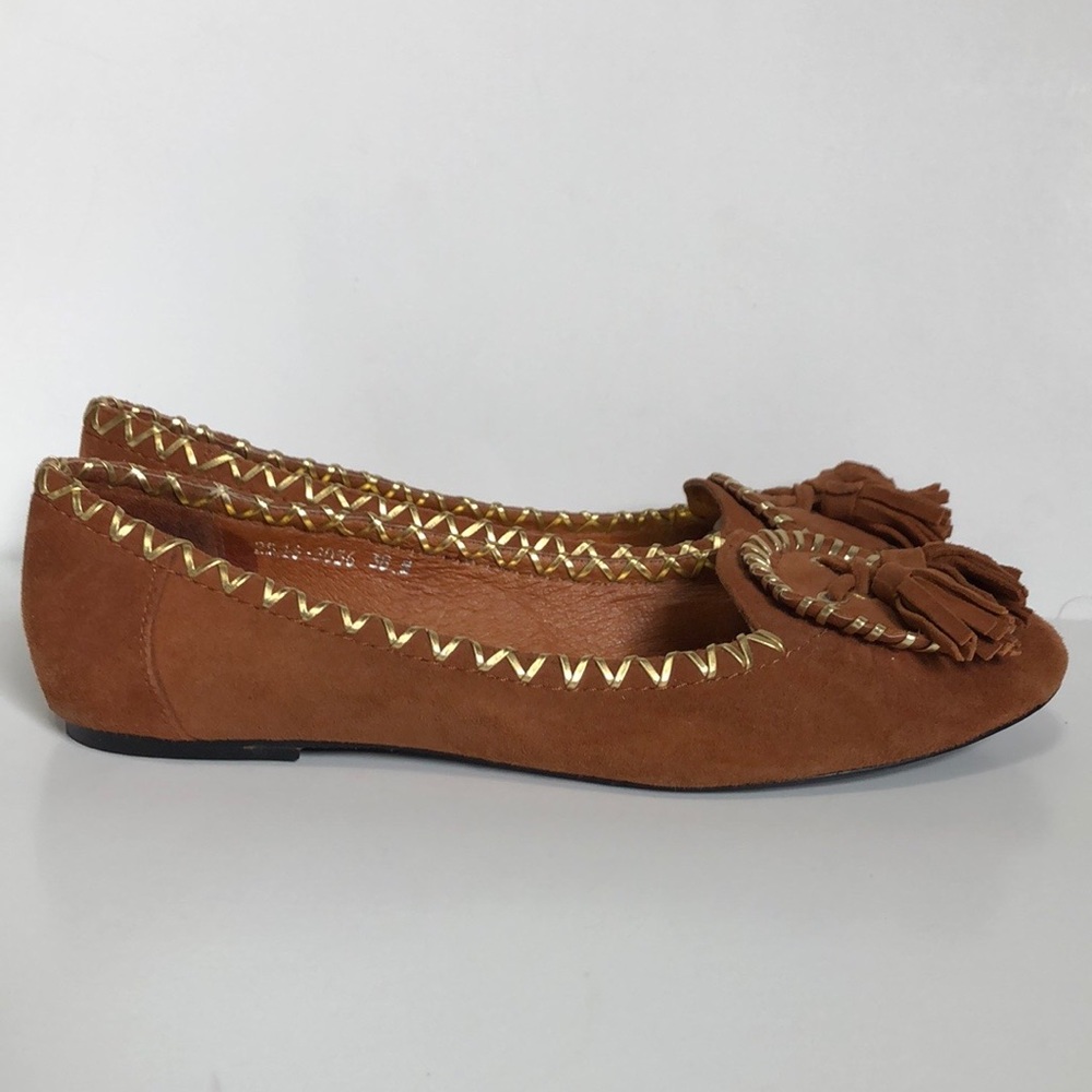 Cochni Italy Brown Suede & Gold Loafers / Flats